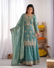 Emerald Elegance Embroidered Suit Collection