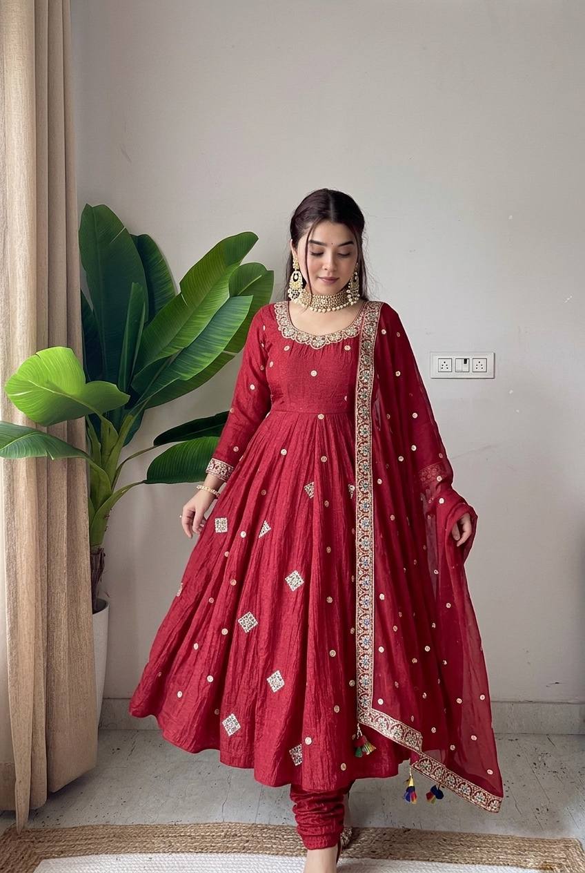 Graceful Red Anarkali for Special Occasions