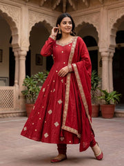 Graceful Red Anarkali for Special Occasions