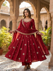 Graceful Red Anarkali for Special Occasions