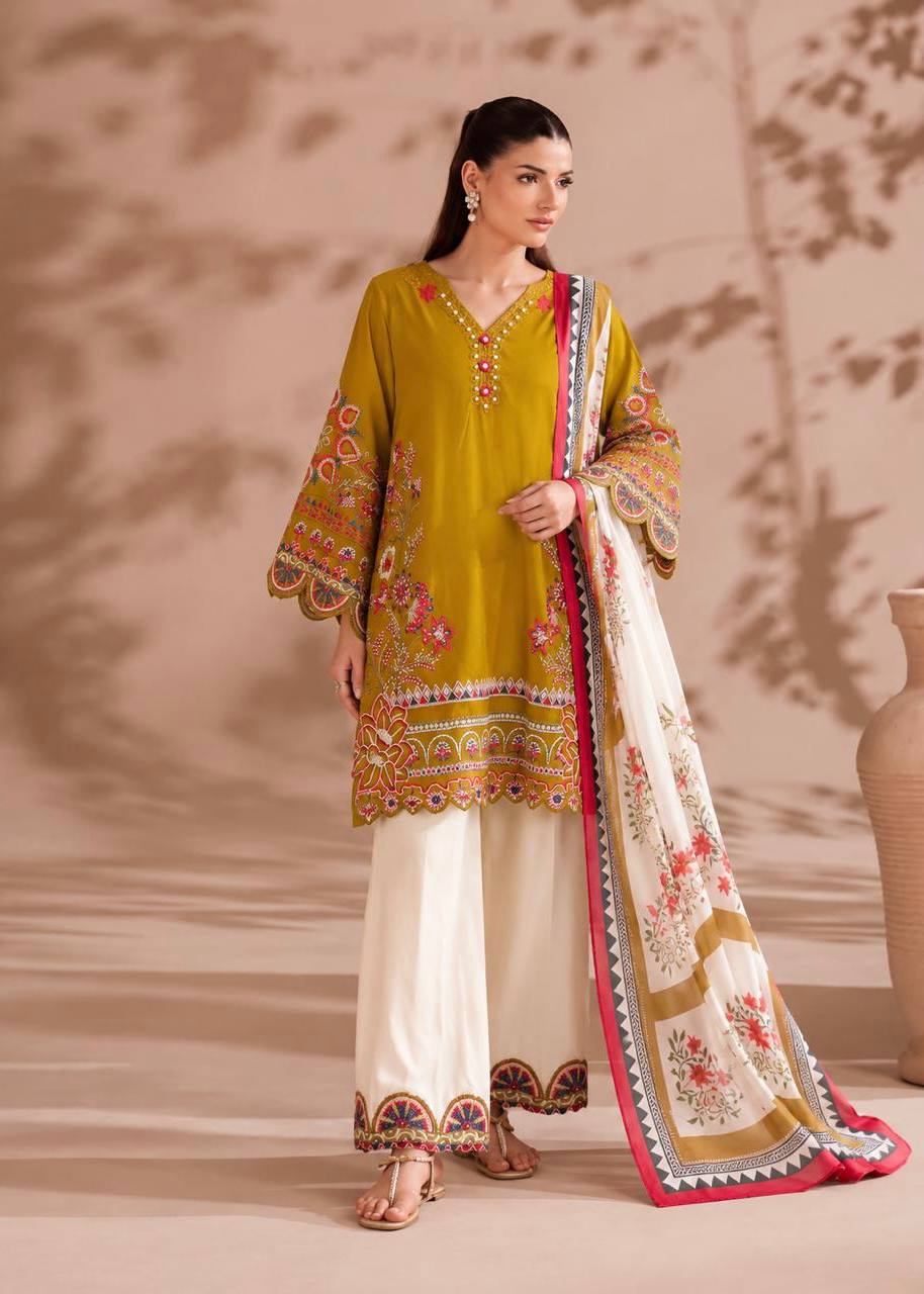 Timeless Mustard Embroidered Suit with Grace