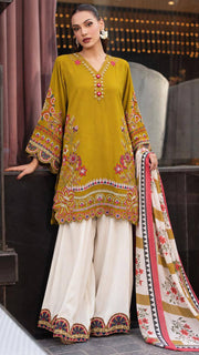 Timeless Mustard Embroidered Suit with Grace