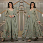 Chic Green Anarkali with Intricate Embroidery