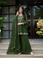 Elegant Green Embroidered Georgette Suit Collection