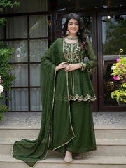 Elegant Green Embroidered Georgette Suit Collection
