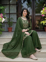 Elegant Green Embroidered Georgette Suit Collection