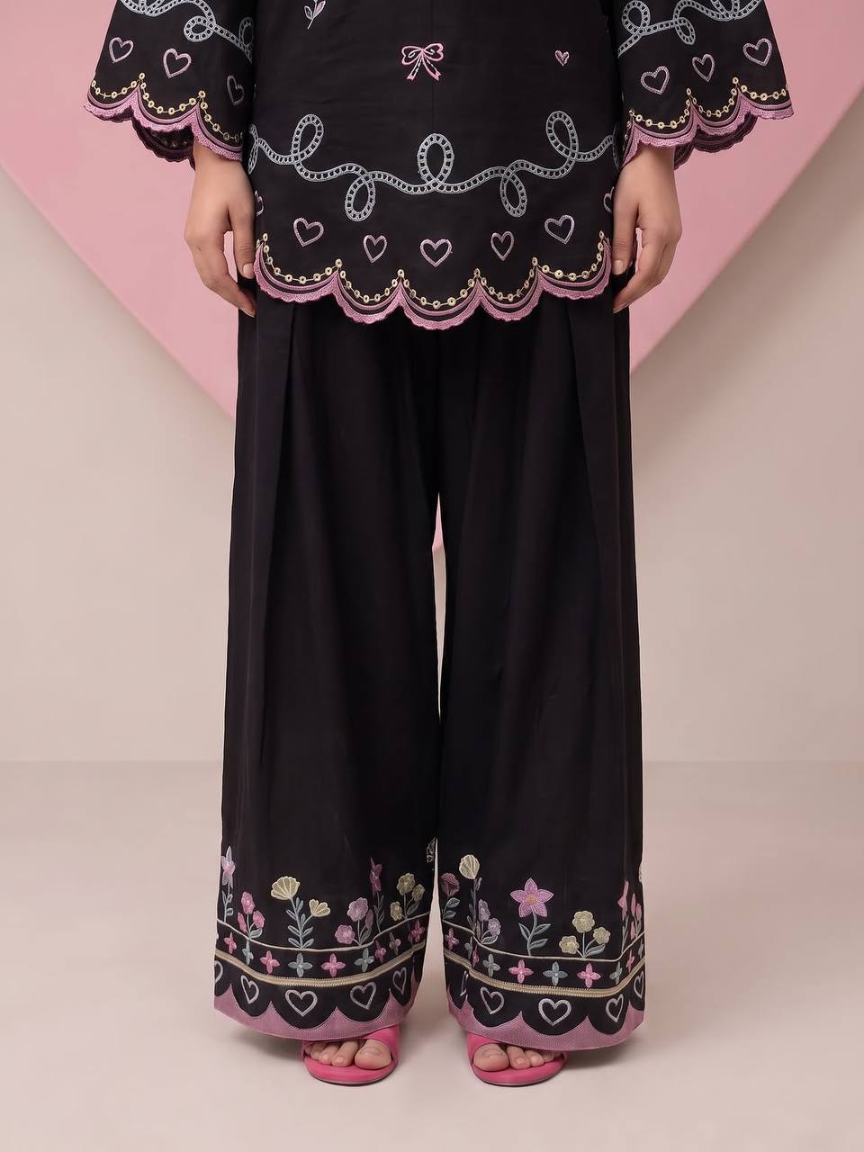 Stylish Affection Black Farshi Salwar Embroidered Suit