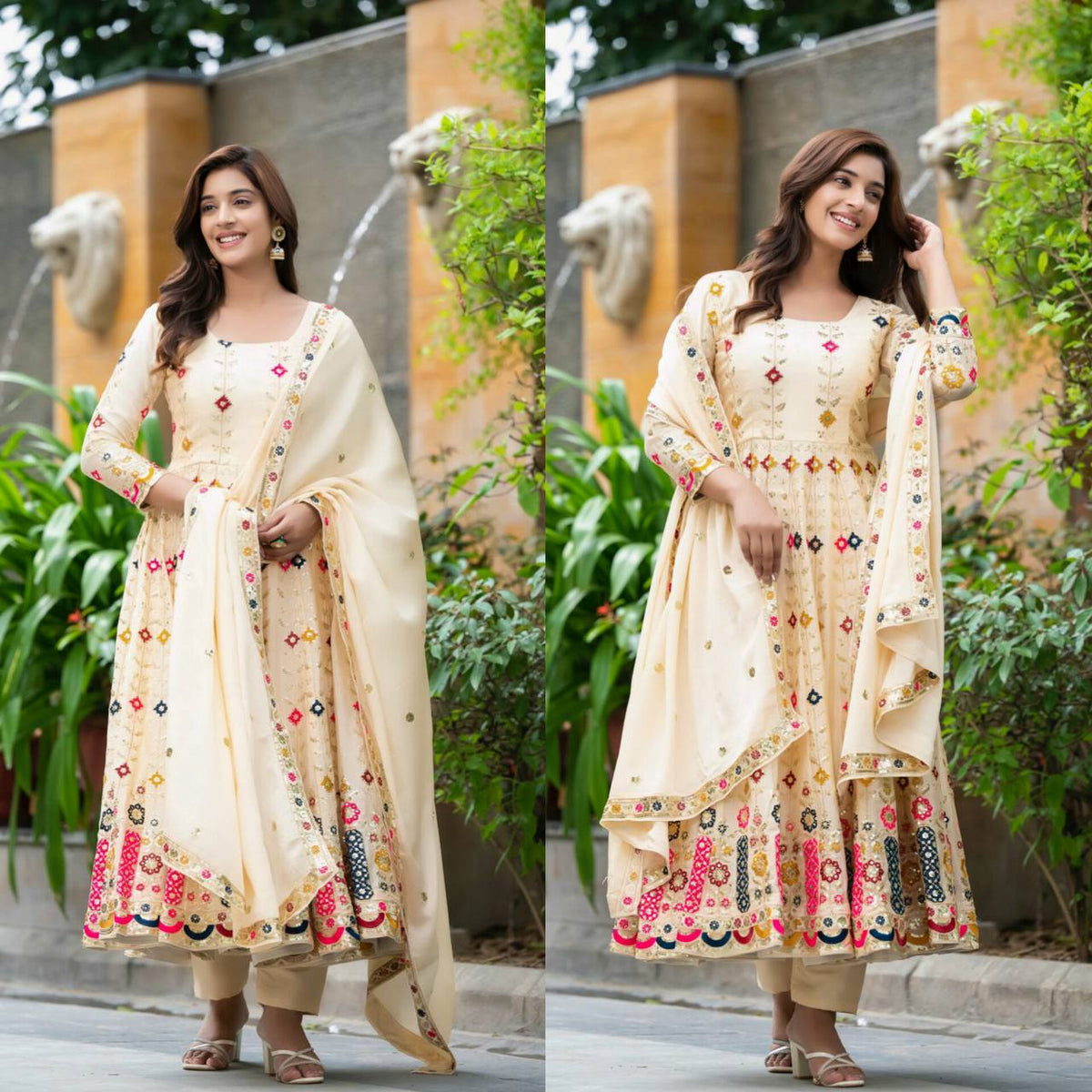 Exquisite Beige Anarkali Suit for Special Occasions