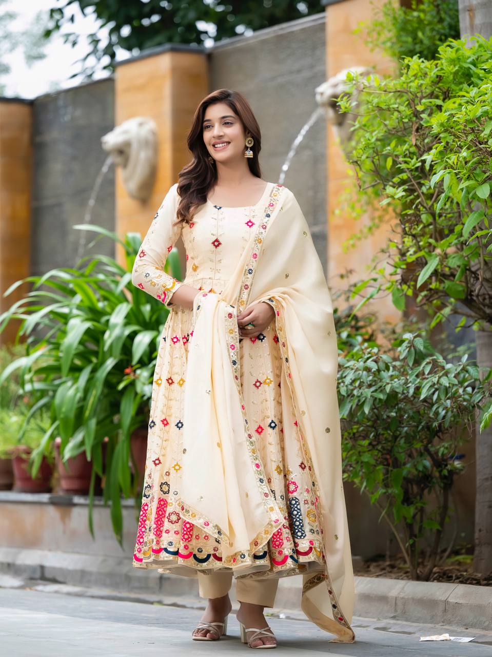Exquisite Beige Anarkali Suit for Special Occasions