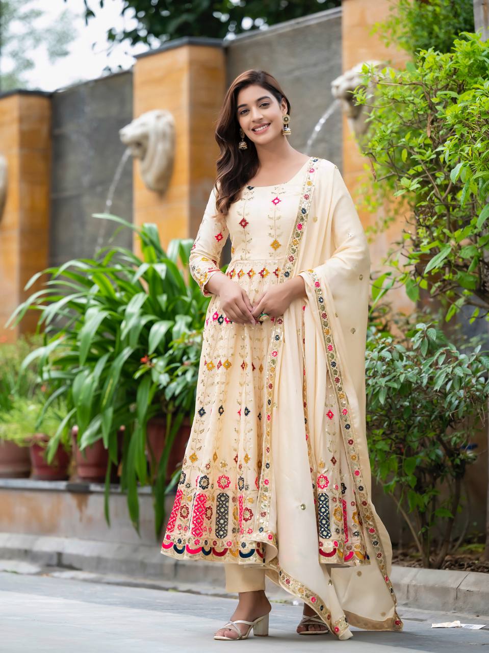 Exquisite Beige Anarkali Suit for Special Occasions