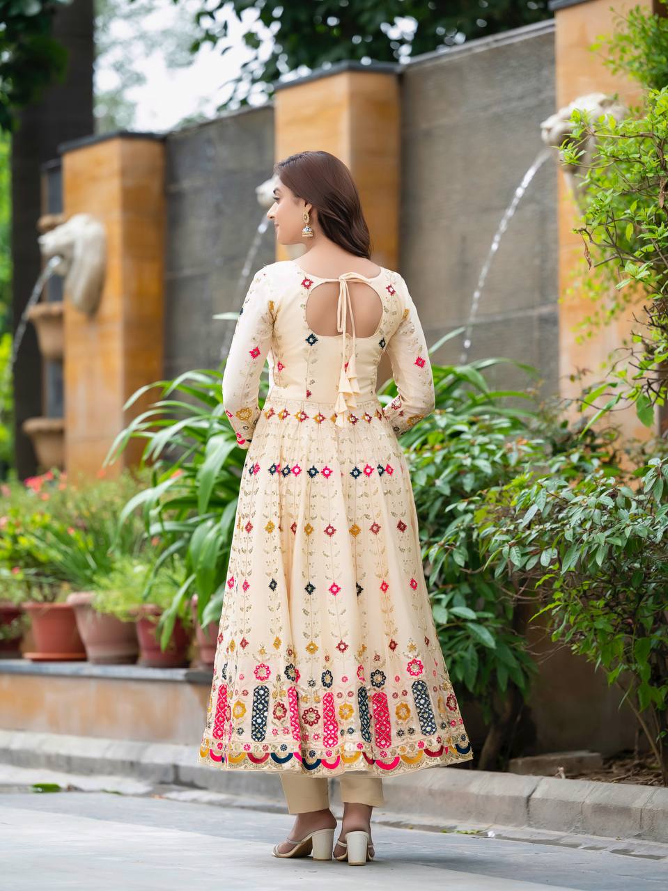 Exquisite Beige Anarkali Suit for Special Occasions