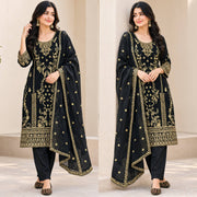 Opulent Black Embroidered Gold Suit Design