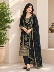 Opulent Black Embroidered Gold Suit Design