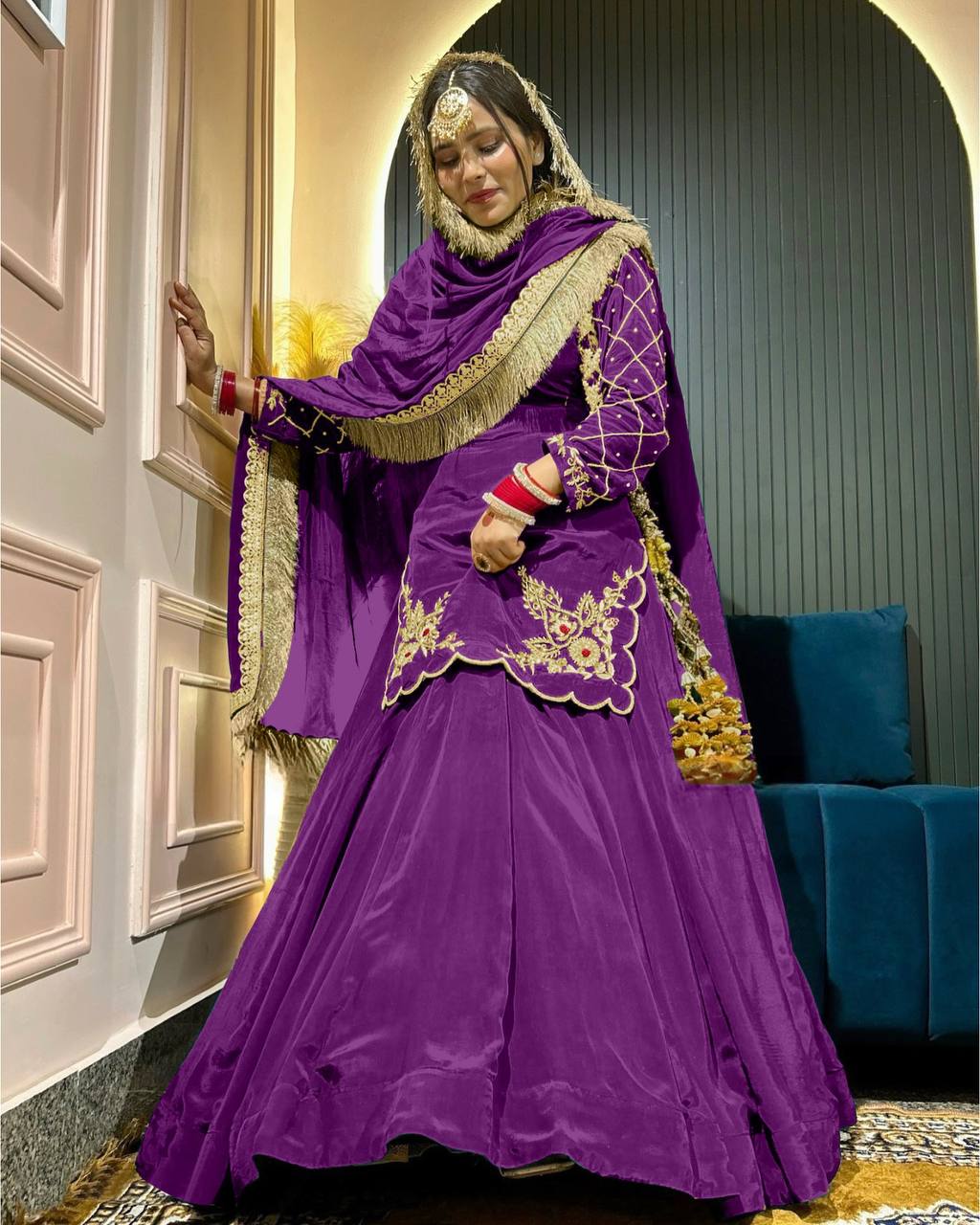 Regal Zari and Stone Embellished Hand work.