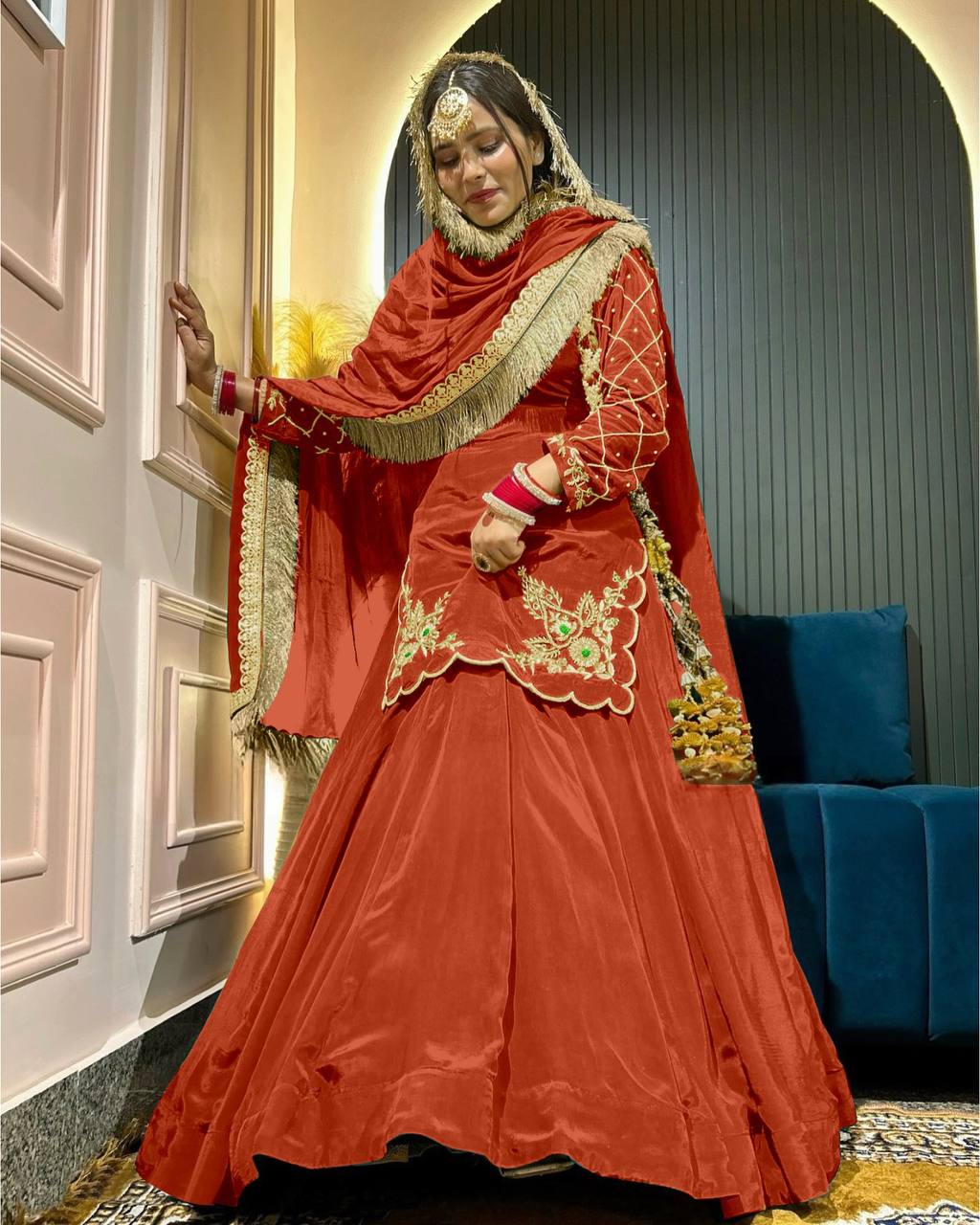 Regal Zari and Stone Embellished Hand work.