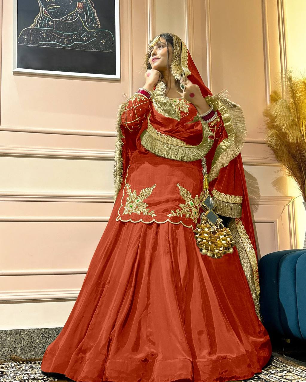 Regal Zari and Stone Embellished Hand work.