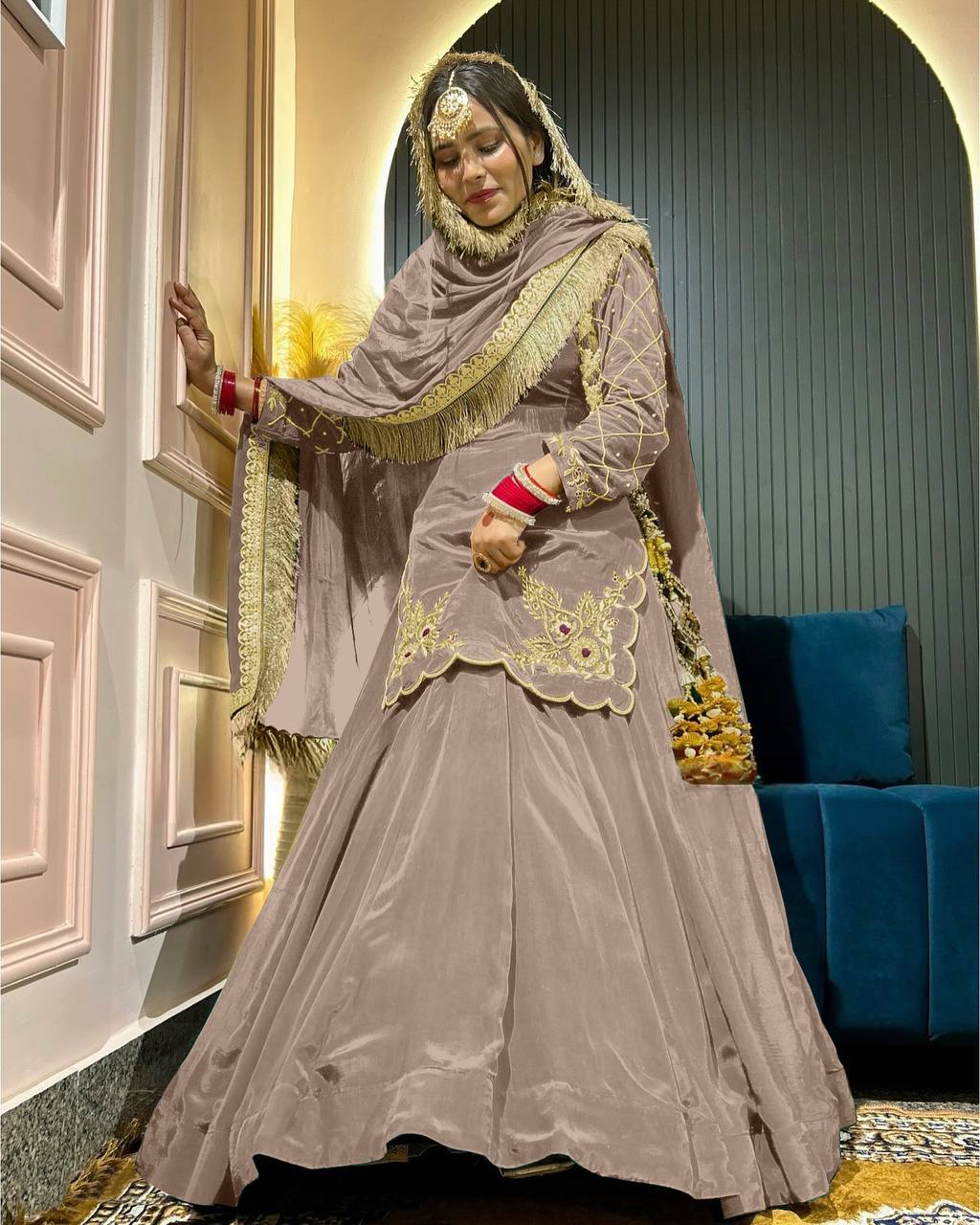 Regal Zari and Stone Embellished Hand work.