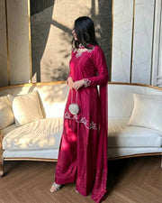 Elegant ivory salwar suit with black embroidery