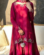 Elegant ivory salwar suit with black embroidery