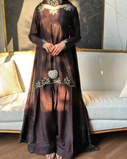 Elegant ivory salwar suit with black embroidery