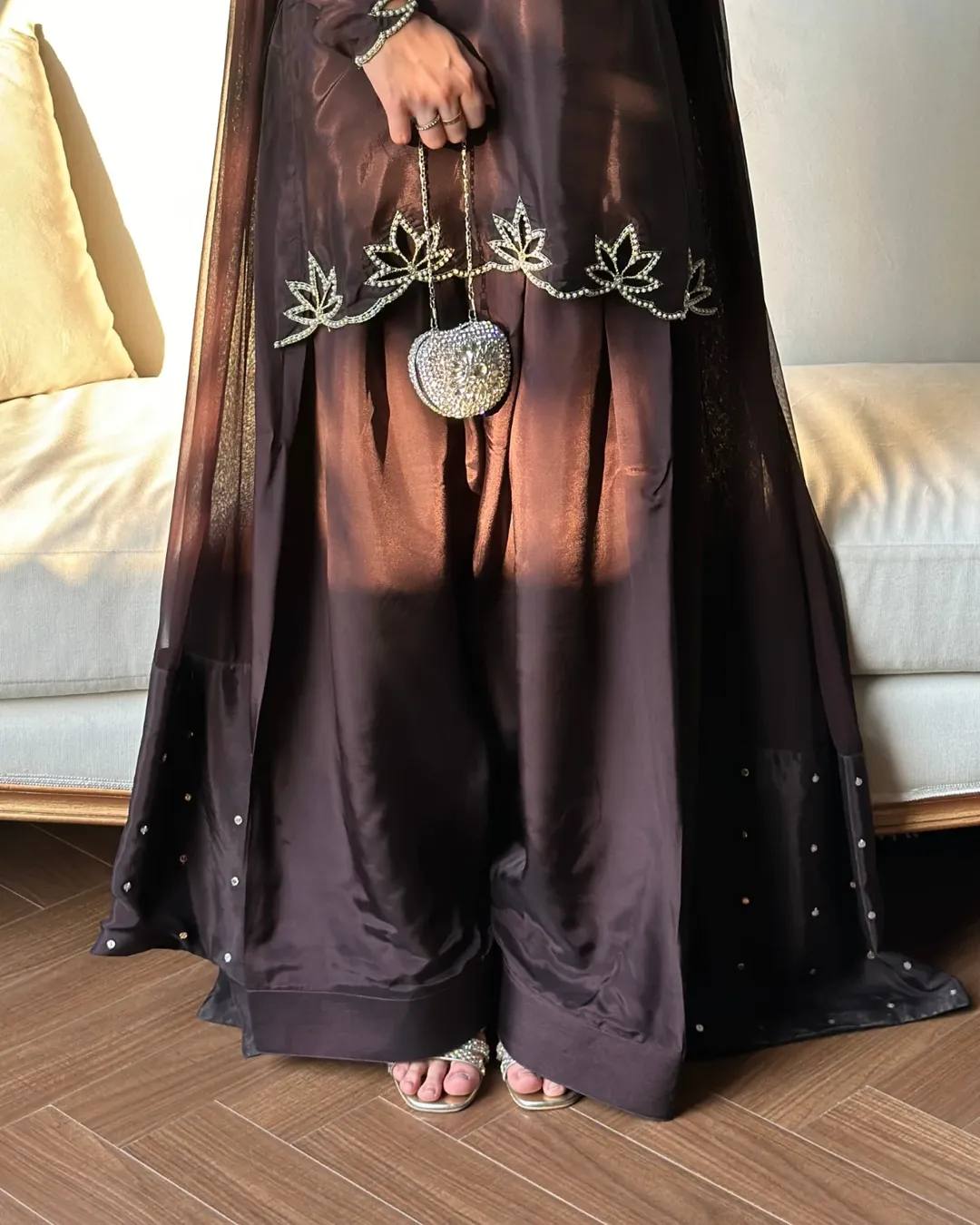 Elegant ivory salwar suit with black embroidery