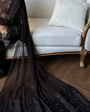 Elegant ivory salwar suit with black embroidery