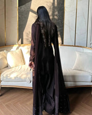 Elegant ivory salwar suit with black embroidery