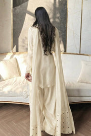 Elegant ivory salwar suit with black embroidery