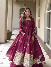 Graceful Presence in Maroon Attire