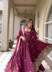 Graceful Presence in Maroon Attire