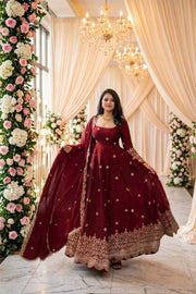 Radiant Elegance Maroon Anarkali Ensemble