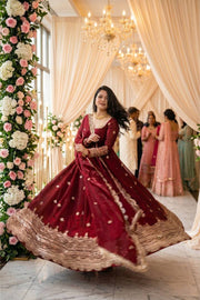 Radiant Elegance Maroon Anarkali Ensemble