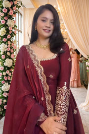 Radiant Elegance Maroon Anarkali Ensemble