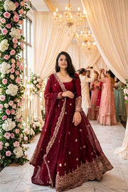 Radiant Elegance Maroon Anarkali Ensemble