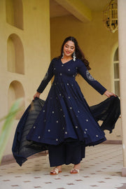 Empowering Elegance in Navy Blue Attire