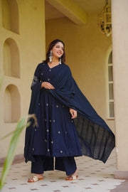 Empowering Elegance in Navy Blue Attire