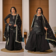 Sophisticated Black Ensemble with Dupatta
