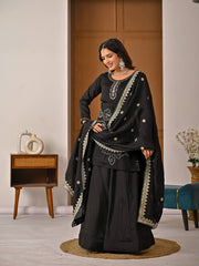Sophisticated Black Ensemble with Dupatta