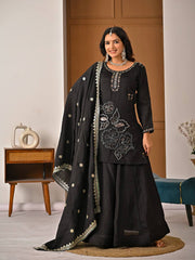 Sophisticated Black Ensemble with Dupatta