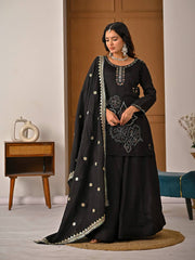 Sophisticated Black Ensemble with Dupatta