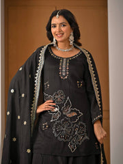 Sophisticated Black Ensemble with Dupatta