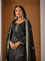 Sophisticated Black Ensemble with Dupatta