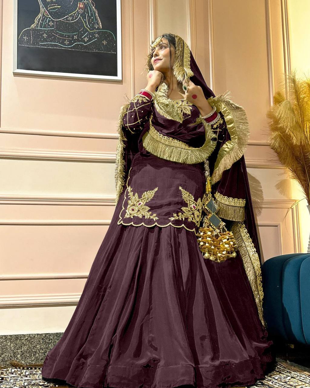 Regal Zari and Stone Embellished Hand work.