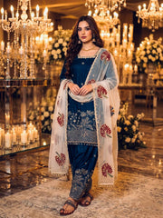 Timeless Blue and Gold Embroidered Salwar Suit