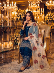 Timeless Blue and Gold Embroidered Salwar Suit
