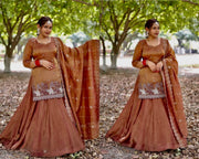 A Brown Embroidered Silk Suit