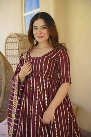 Royal Maroon Embroidered Anarkali Suit With Designer Dupatta Collection
