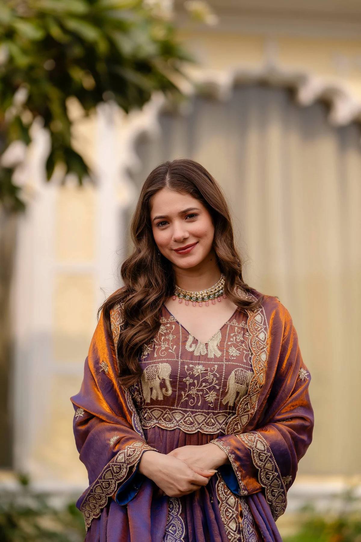 Majestic Purple Gold Anarkali Suit Ensemble