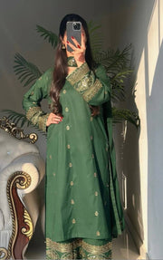 Stunning Green Embroidered Ensemble for Occasions