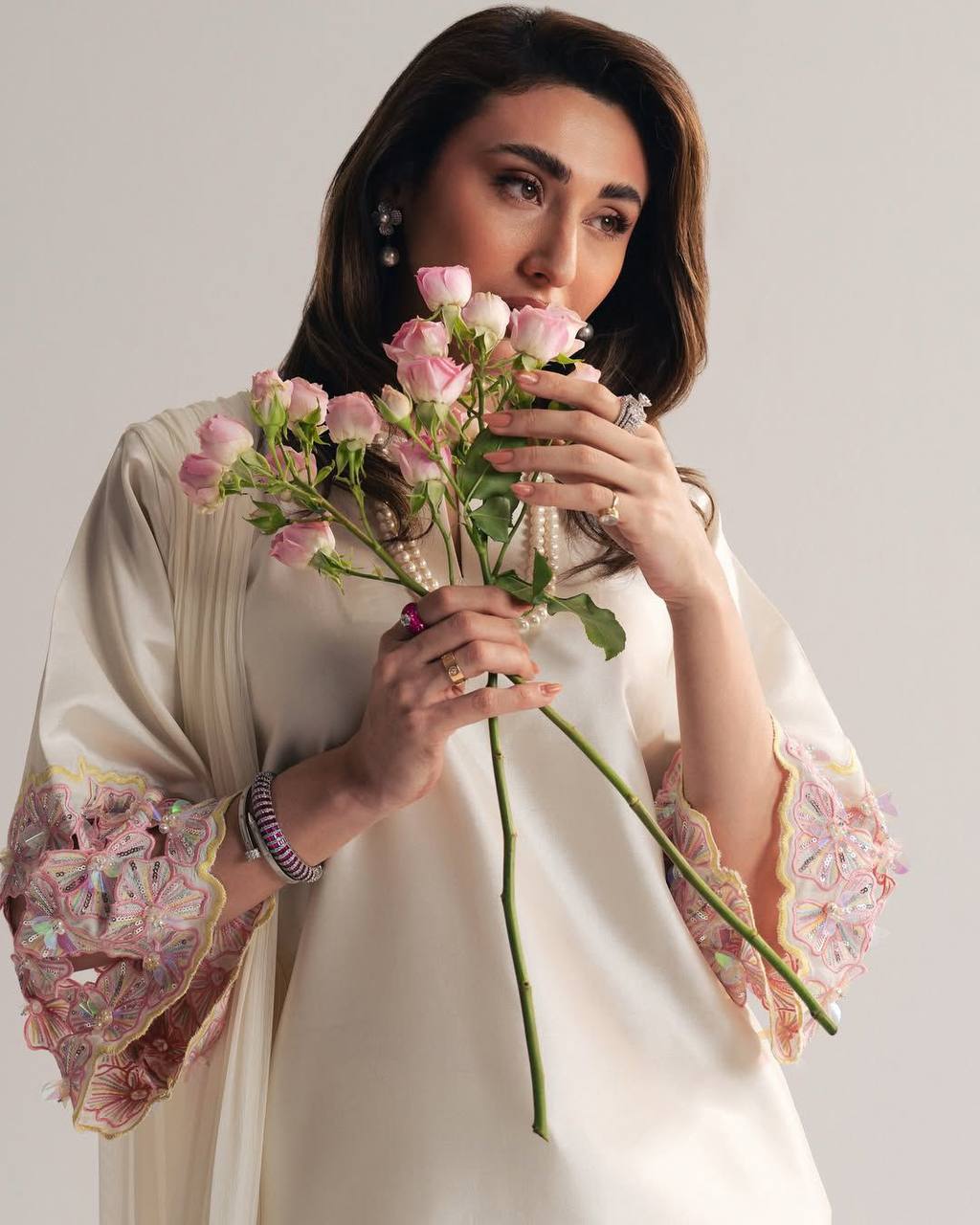 Radiant Charm White and Pink Suit